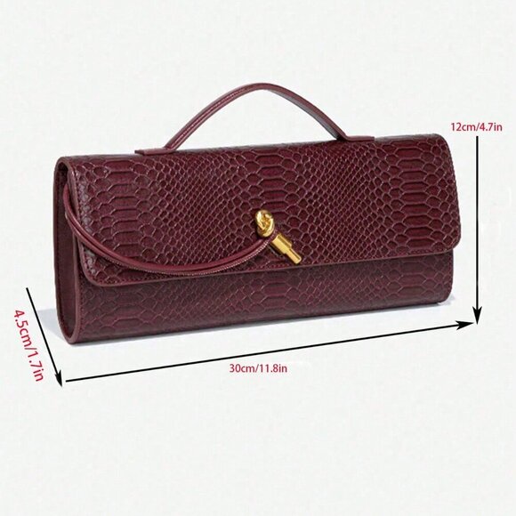 Burgundy Preppy Women's Envelope Handbag - Picture 3 of 11